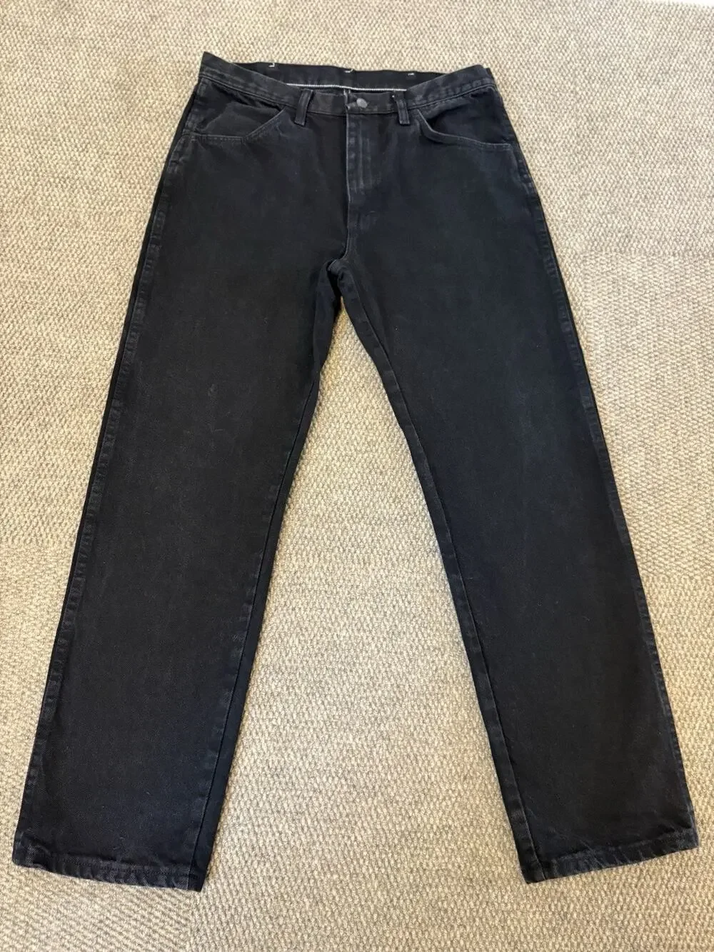 34x30 Rustler Men’s Black Jeans Regular Fit Straight Leg 100% Cotton